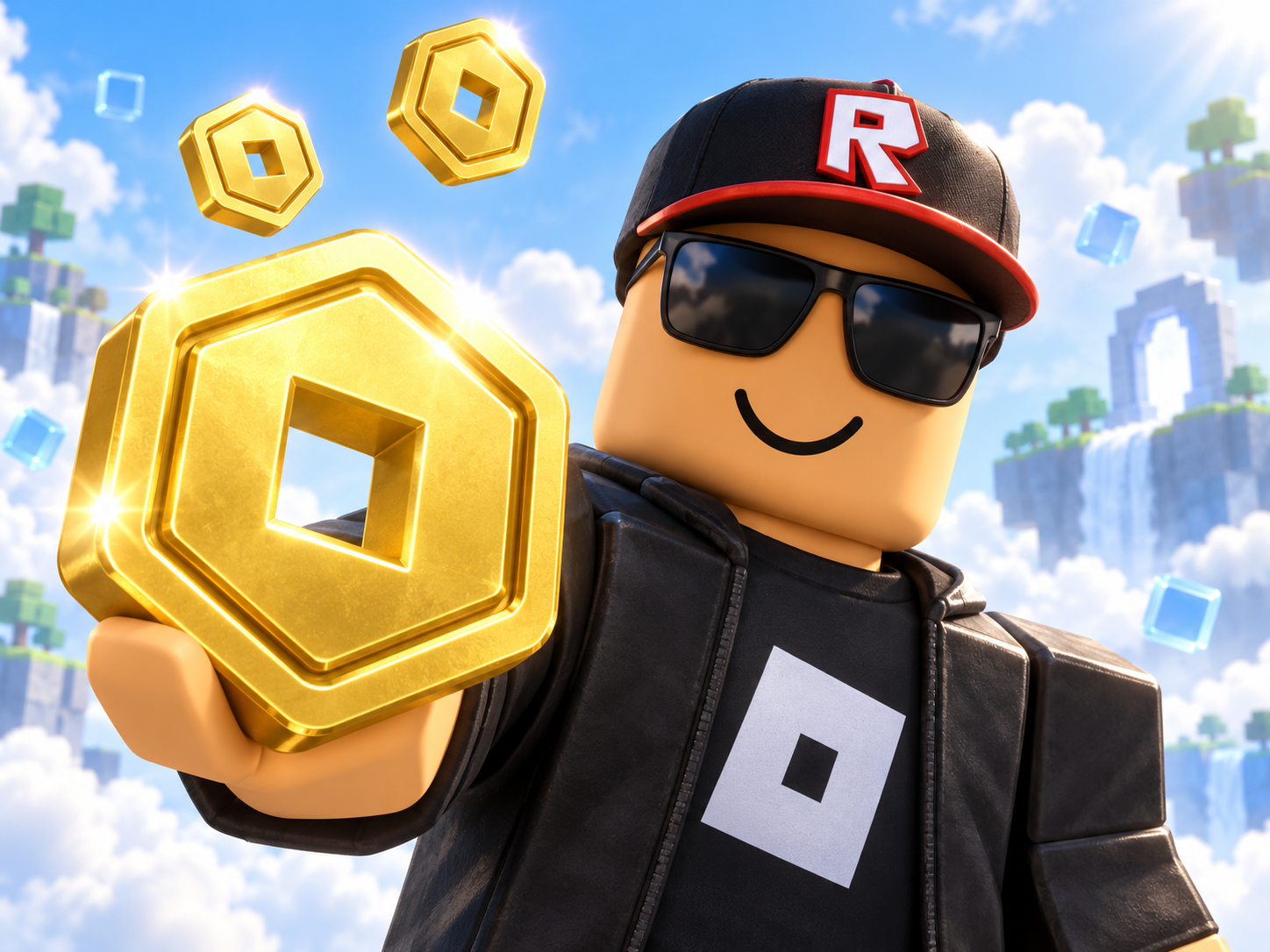 Персонаж с золотой монетой Roblox